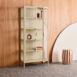 Credenza in acciaio e vetro temperato 2 porte, 180cm