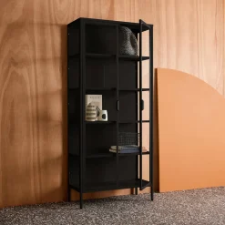Credenza in acciaio e vetro temperato 2 porte, 180cm