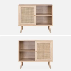 Credenza in cannage, 1 anta, 80cm