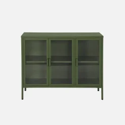 Credenza industriale in metallo e vetro temperato 3 ante, 100cm
