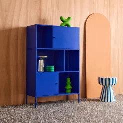 Credenza industriale in metallo con 6 scomparti