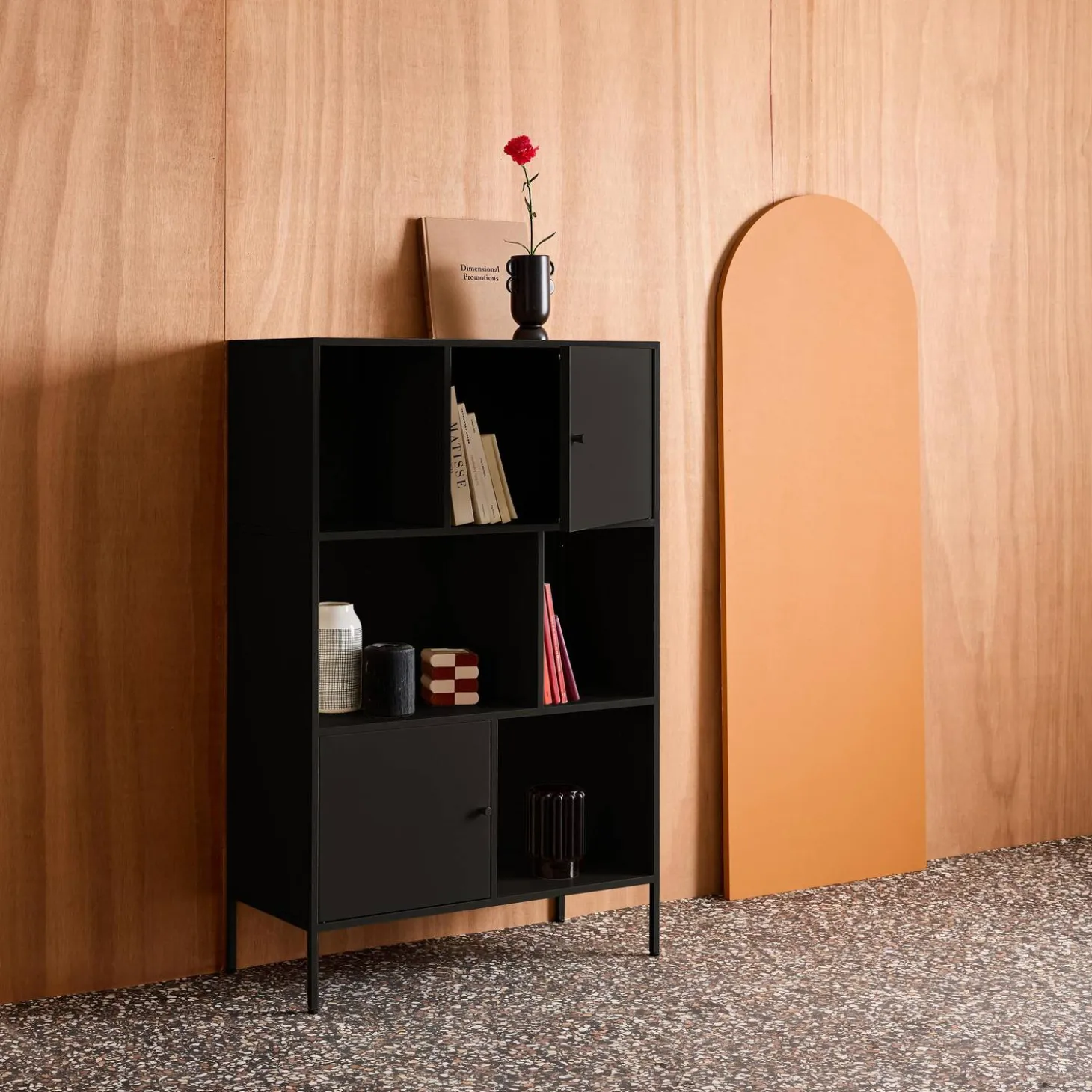Credenza industriale in metallo con 6 scomparti
