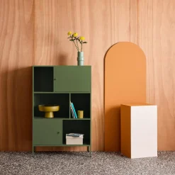 Credenza industriale in metallo con 6 scomparti