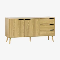 Credenza scandinava a 2 ante effetto legno di noce, 160cm