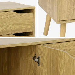 Credenza scandinava a 2 ante effetto legno di noce, 160cm