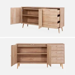 Credenza scandinava a 2 ante in canna, 150cm