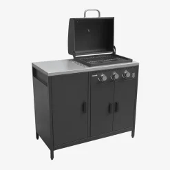 Cucina da esterno 3 moduli con barbecue a gas 3 bruciatori su piedi, termometro