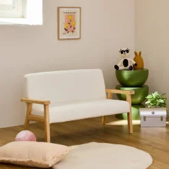 Divanetto per bambini in tessuto bouclé legno di hevea, 2 posti