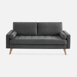 Divano in stile scandinavo in tessuto semplice, 3 posti