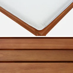 Divano modulare da giardino con tavolino in legno di acacia e bouclé, 1 posto