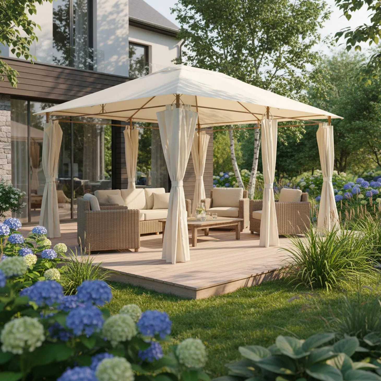 Gazebo da giardino per eventi in alluminio con tende scorrevoli, 3x4m