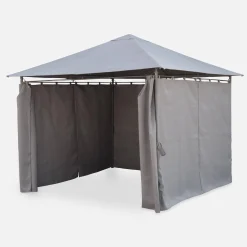 Gazebo da giardino 3x3m struttura in alluminio con tende scorrevoli