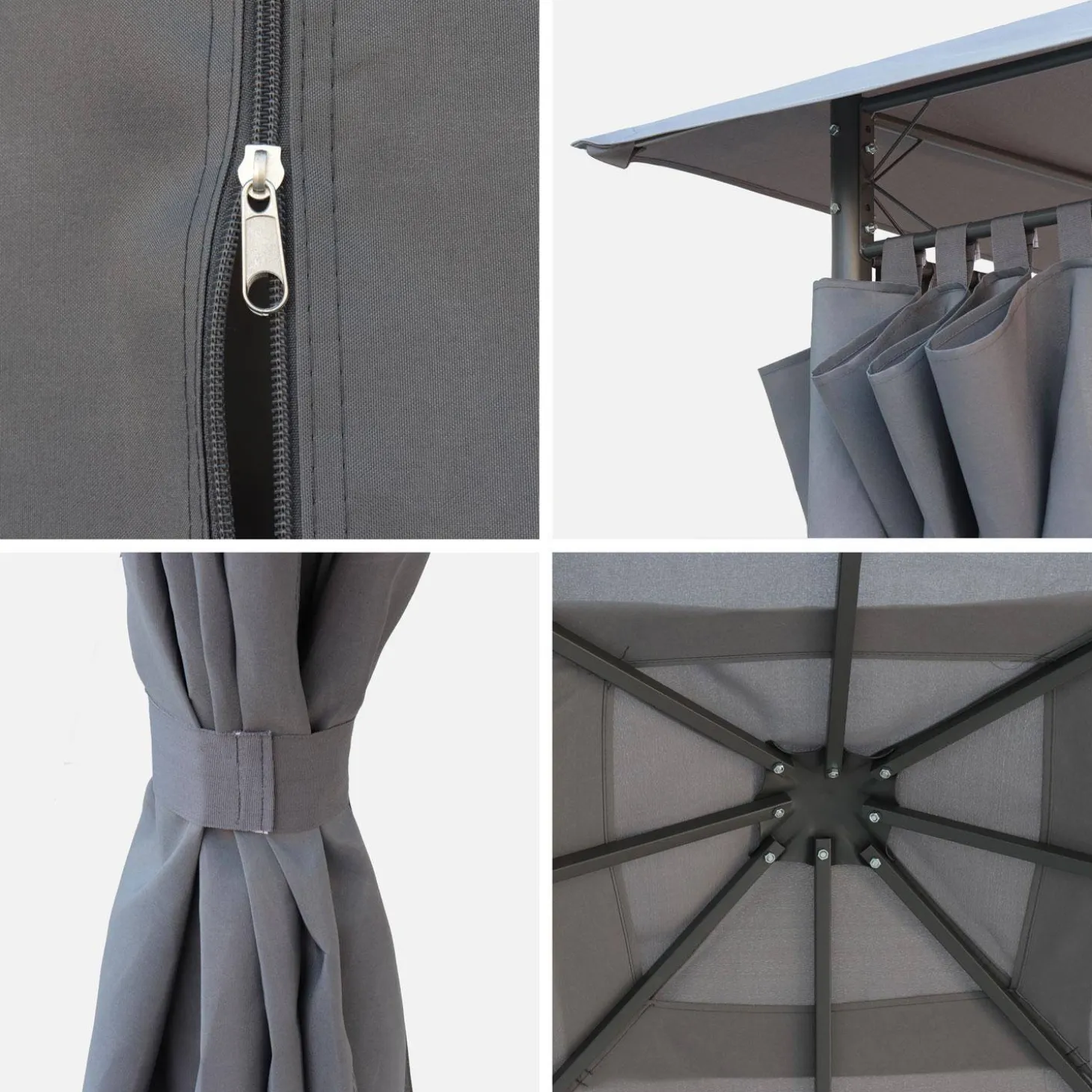 Gazebo da giardino 3x3m struttura in alluminio con tende scorrevoli