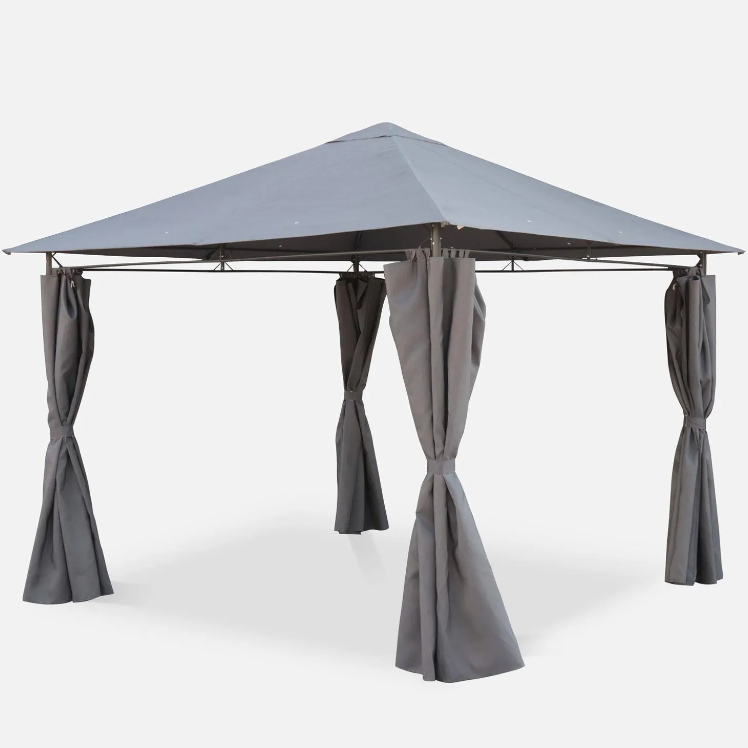 Gazebo da giardino 3x3m struttura in alluminio con tende scorrevoli
