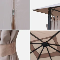 Gazebo da giardino 3x3m struttura in alluminio con tende scorrevoli