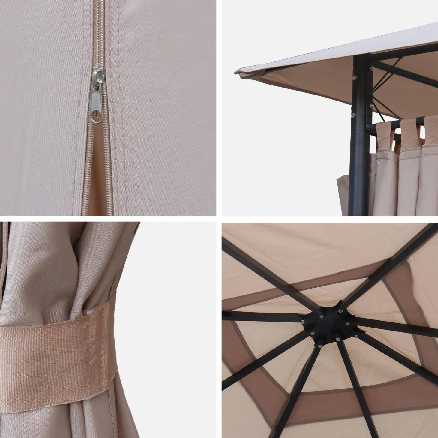 Gazebo da giardino 3x3m struttura in alluminio con tende scorrevoli