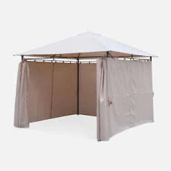 Gazebo da giardino 3x3m struttura in alluminio con tende scorrevoli