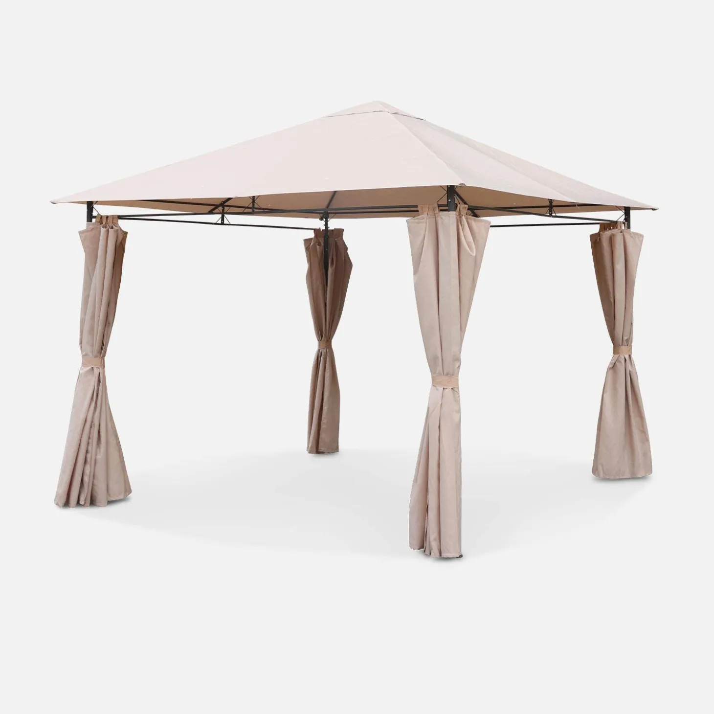 Gazebo da giardino 3x3m struttura in alluminio con tende scorrevoli