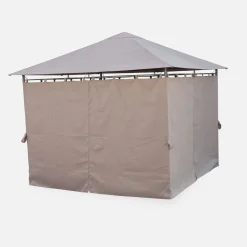 Gazebo da giardino 3x3m struttura in alluminio con tende scorrevoli