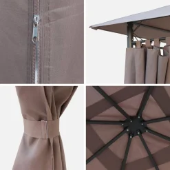 Gazebo da giardino 3x3m struttura in alluminio con tende scorrevoli