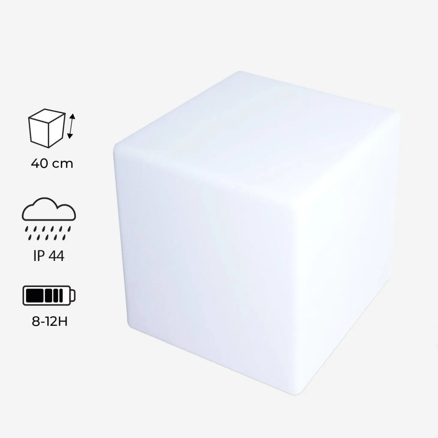 Lampada a cubo LED colore bianco con batteria ricaricabile