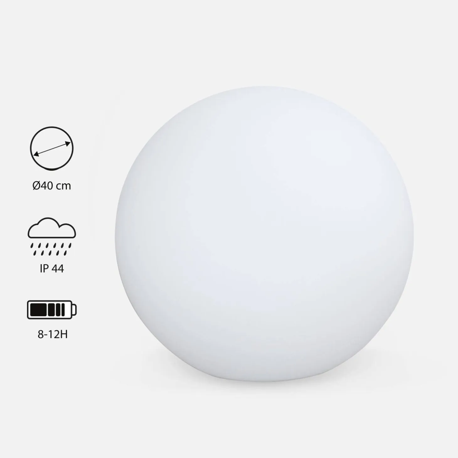 Lampada a sfera LED luce bianca con batteria ricaricabile