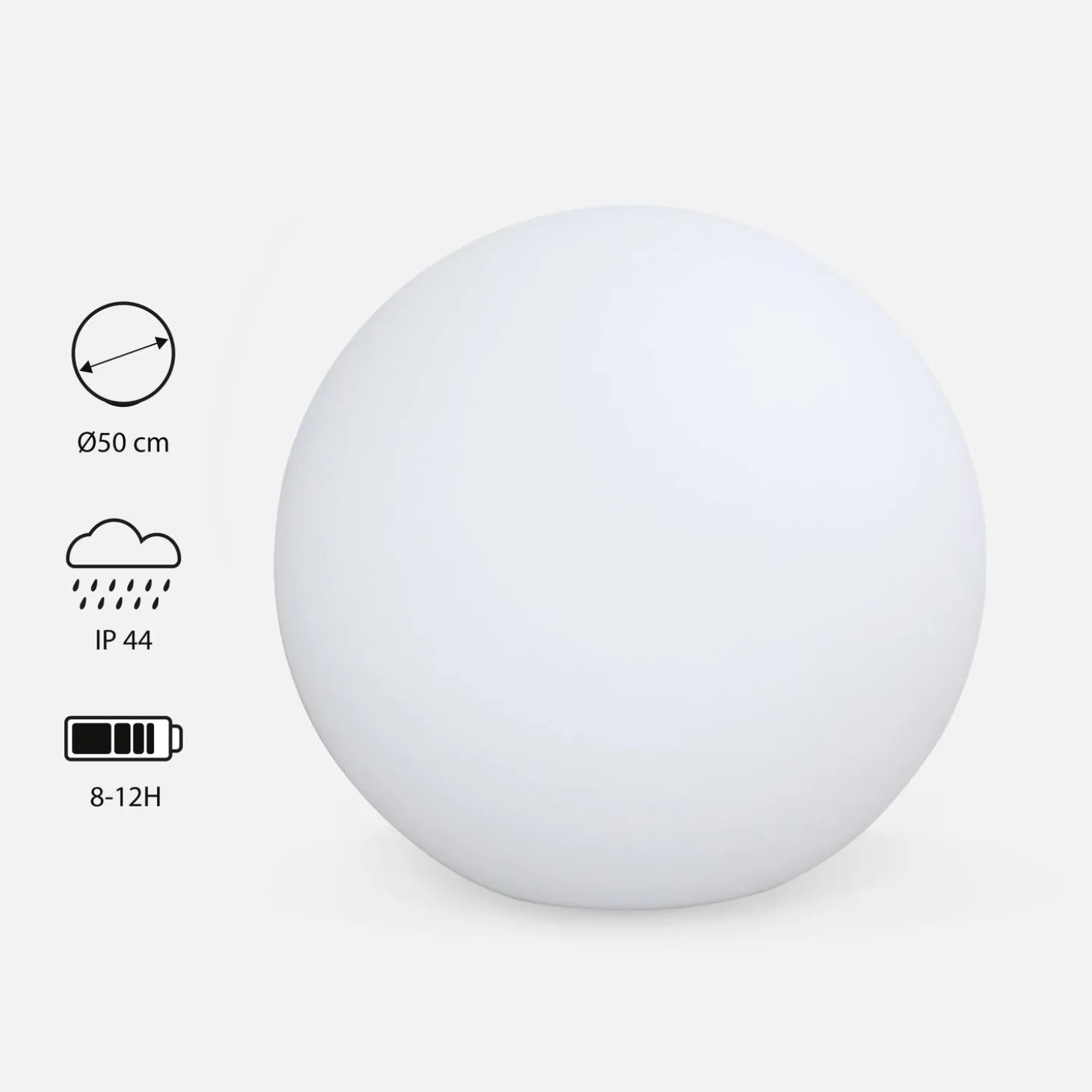 Lampada a sfera LED luce bianca con batteria ricaricabile