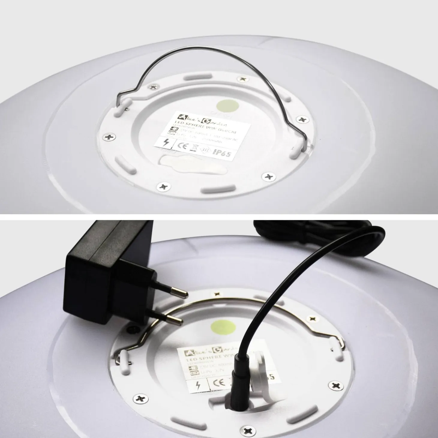 Lampada a sfera LED luce bianca con batteria ricaricabile