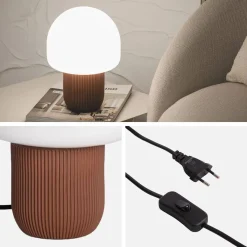 Lampada da tavolo da interno in resina e PVC, Ø18cm