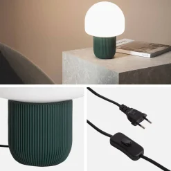 Lampada da tavolo da interno in resina e PVC, Ø18cm