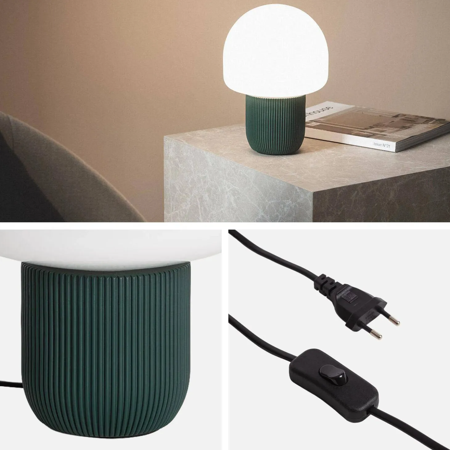 Lampada da tavolo da interno in resina e PVC, Ø18cm