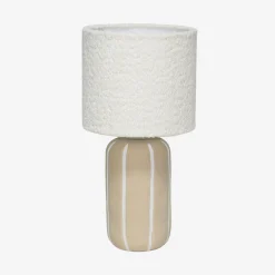 Lampada da tavolo interna in ceramica con paralume bouclé, 41cm