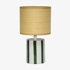 Lampada da tavolo interno ceramica paralume effetto rattan, 28cm