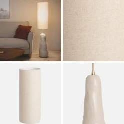 Lampada da terra per interno in ceramica e tessuto, Ø27cm