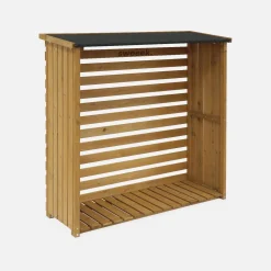 Legnaia da giardino in legno con tetto impermeabile, 215x87x155cm