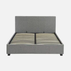Letto a cassettone con rete a doghe e testiera, 140x190cm