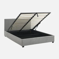 Letto a cassettone con rete a doghe e testiera, 140x190cm