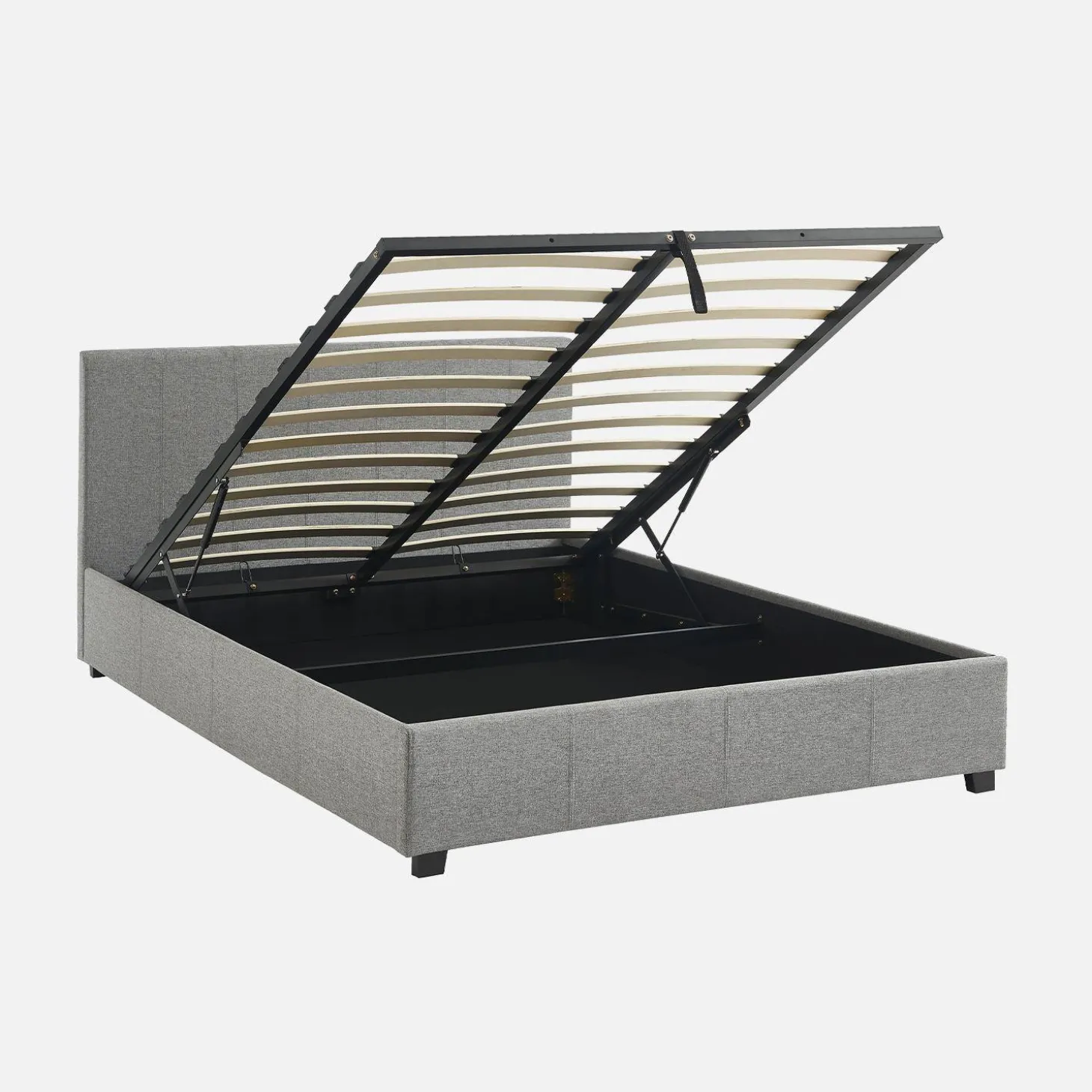 Letto a cassettone con rete a doghe e testiera, 140x190cm