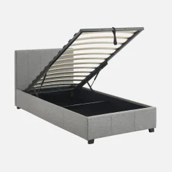 Letto a cassettone con rete a doghe 90x190cm, velluto a coste fini