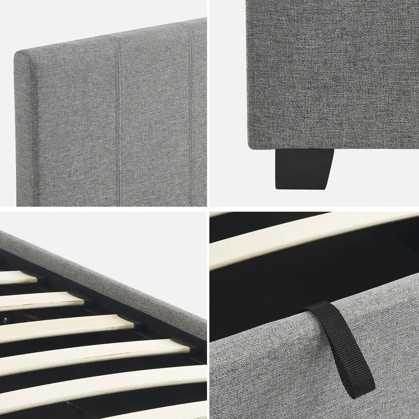 Letto a cassettone con rete a doghe 90x190cm, velluto a coste fini