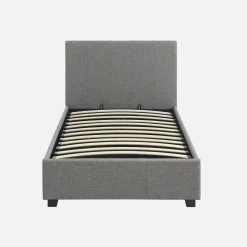Letto a cassettone con rete a doghe 90x190cm, velluto a coste fini