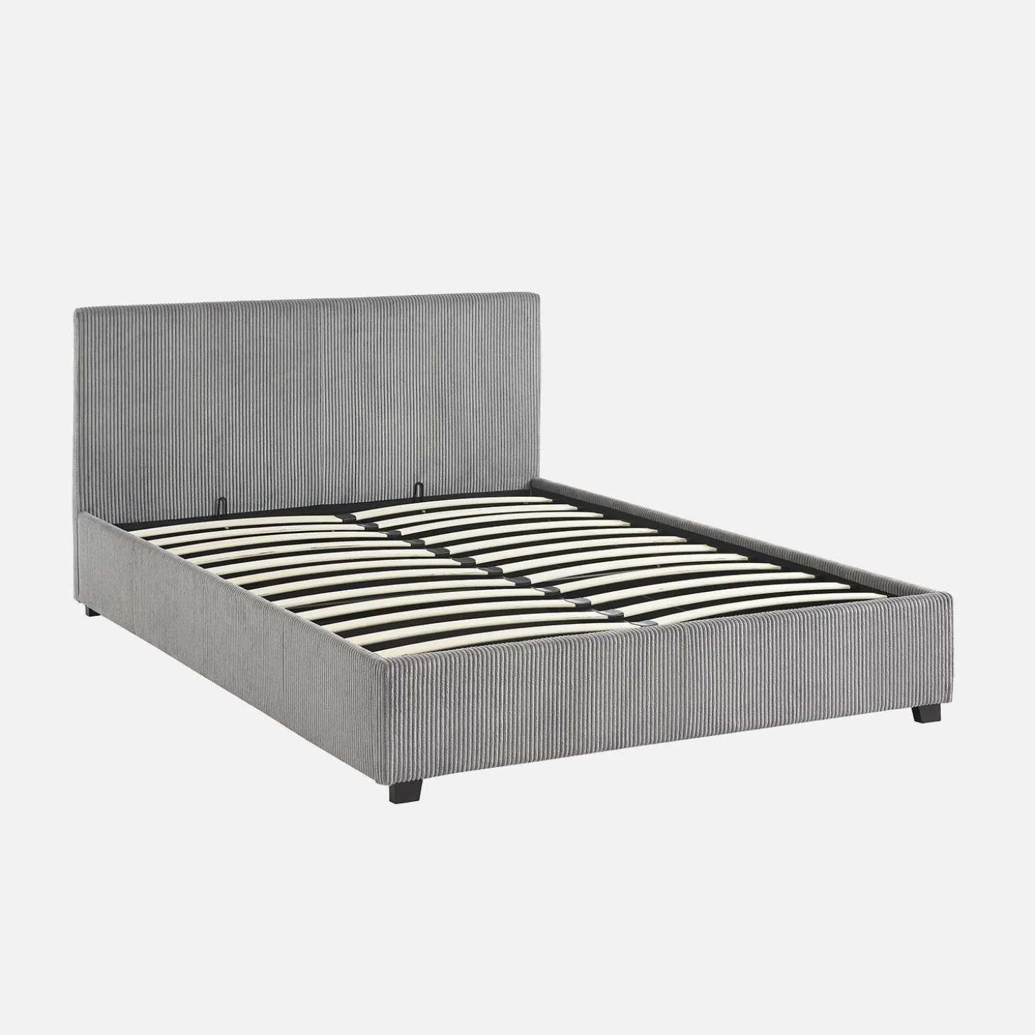 Letto a cassettone con rete a doghe 140x190cm, velluto a coste grosse