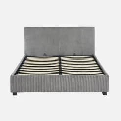 Letto a cassettone con rete a doghe 140x190cm, velluto a coste grosse