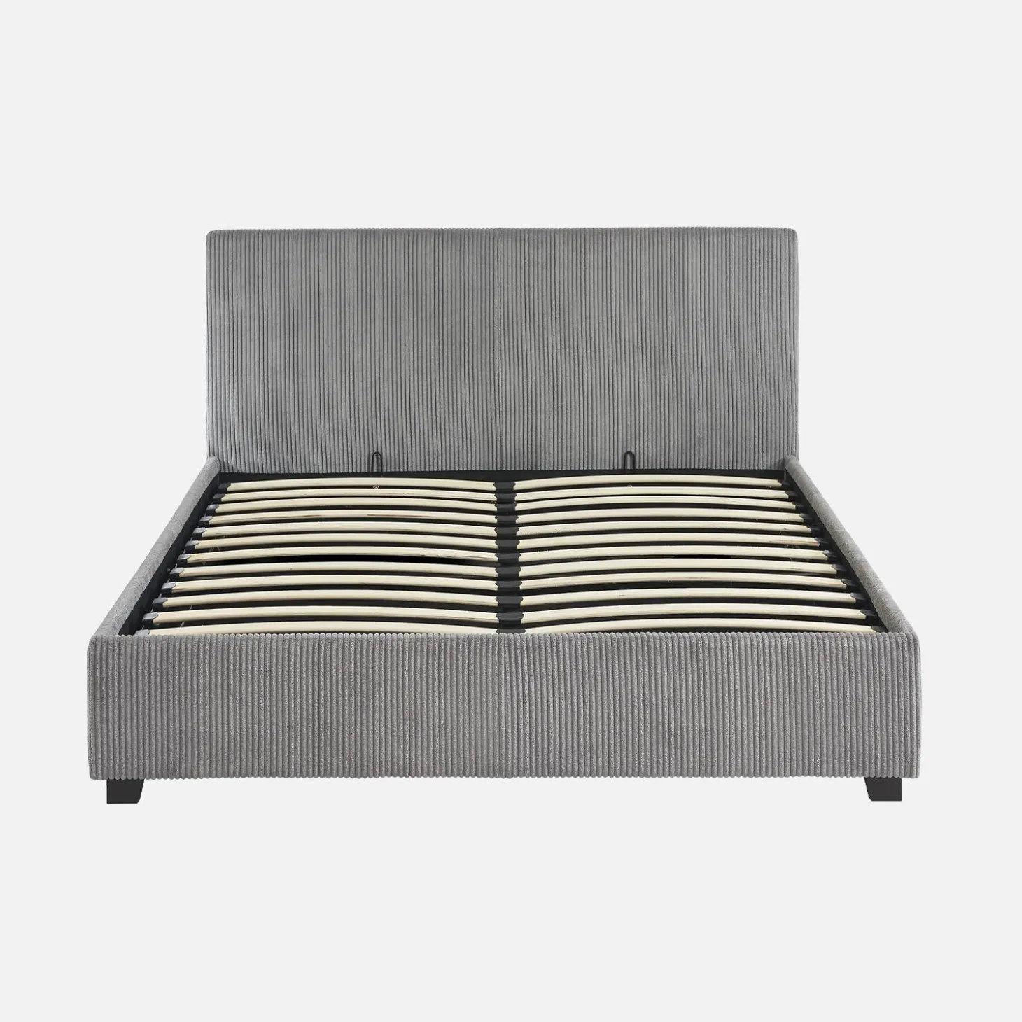 Letto a cassettone con rete a doghe 140x190cm, velluto a coste grosse