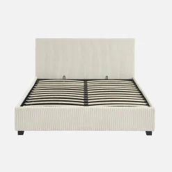 Letto a cassettone con rete a doghe 140x190cm, velluto a coste grosse