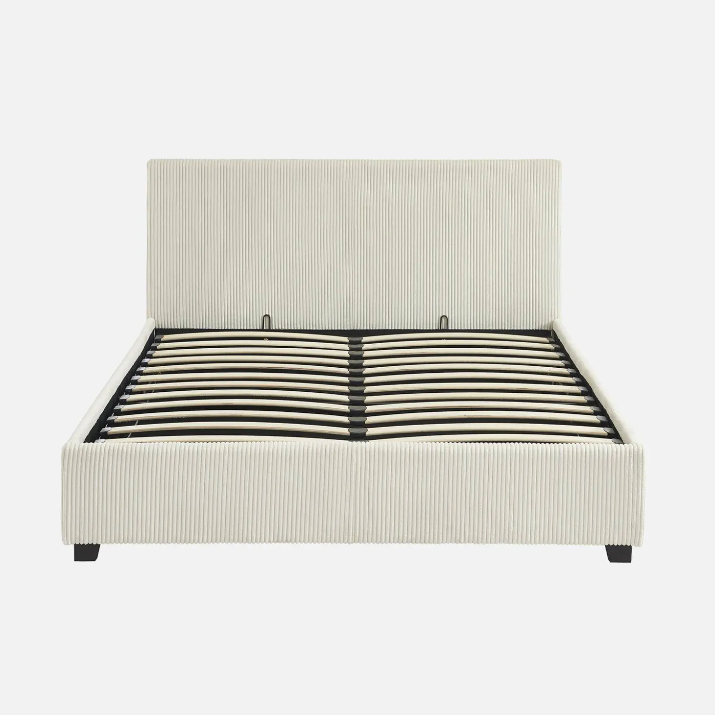 Letto a cassettone con rete a doghe 140x190cm, velluto a coste grosse