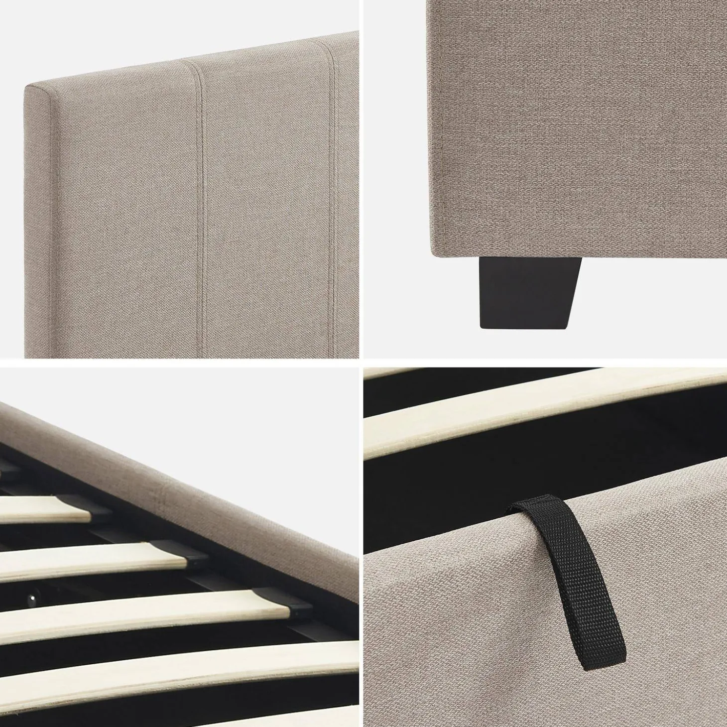 Letto a cassettone con rete a doghe 90x190cm, velluto a coste fini