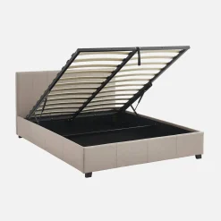Letto a cassettone con rete a doghe e testiera, 140x190cm
