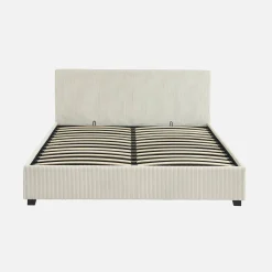 Letto a cassettone con rete a doghe 160x200cm, velluto a coste grosse