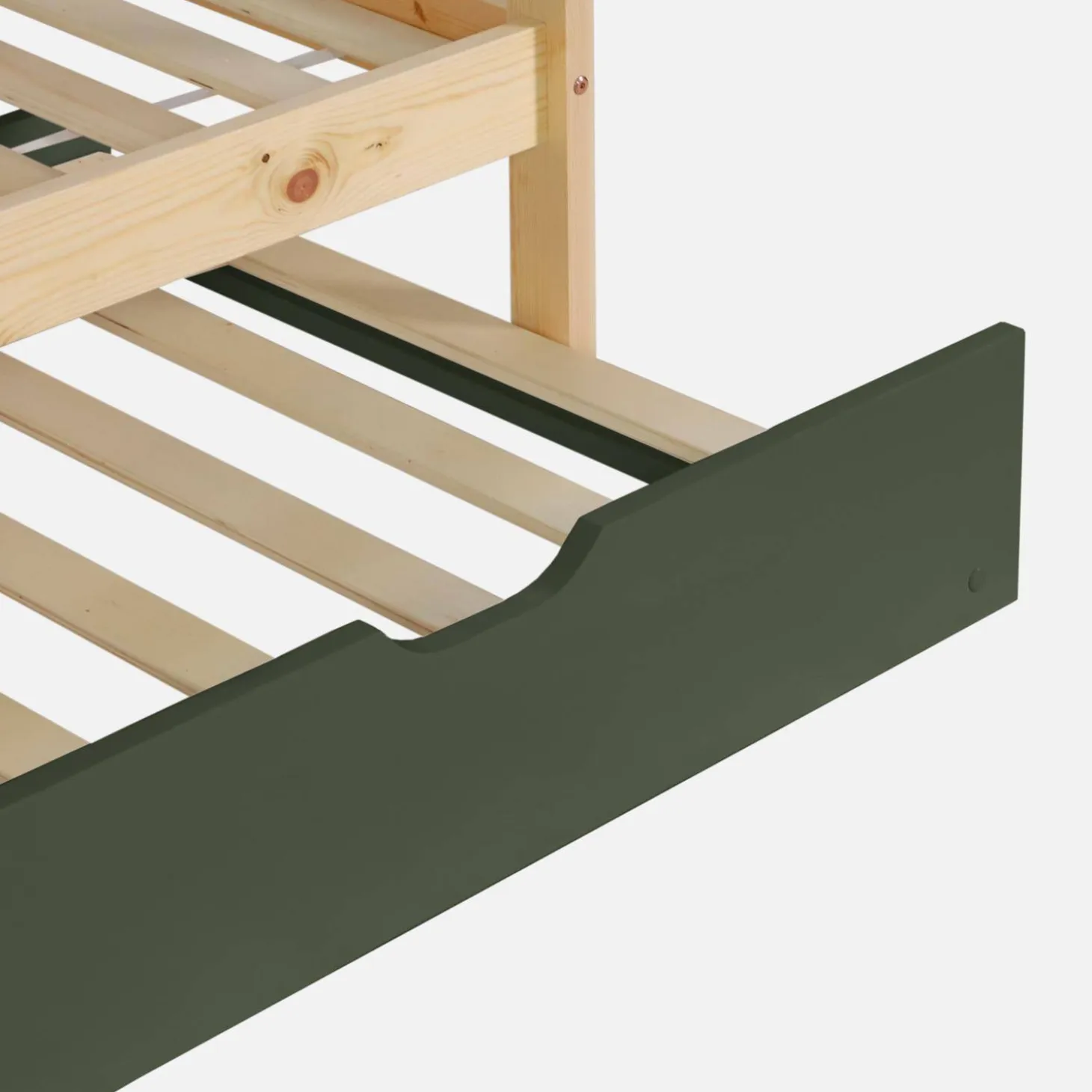 Letto a castello per bambini a forma di casa 190cm in pino naturale con cassetti